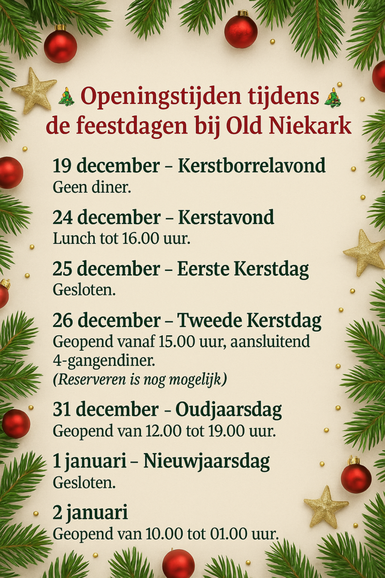Openingstijden feestdagen